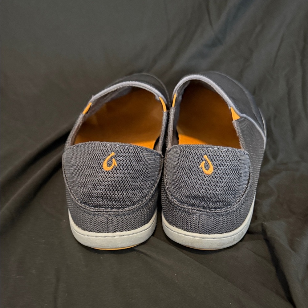 OluKai Men's Charcoal and Orange Slip-On Loafers - Picture 4 of 5